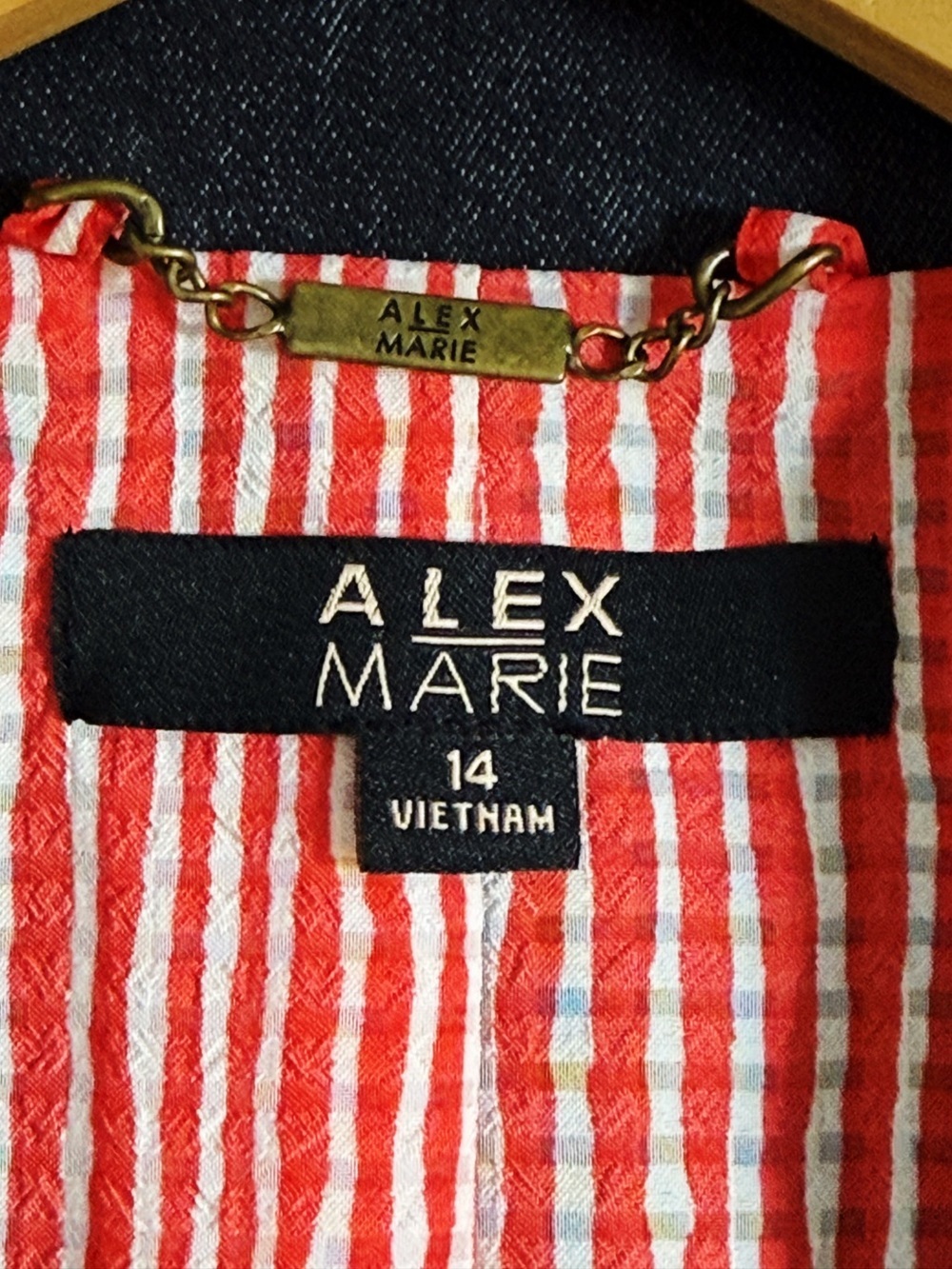 Alex Marie Blazer Jacket Women’s Size 14 Dark Blue Denim Look Tailored Lined - Picture 2 of 16